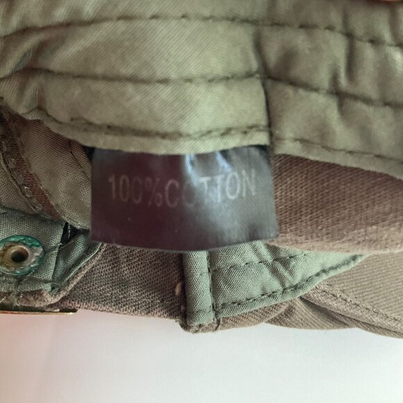 VTG Born Fashion Y2K Quilted Olive Green Cotton Flat Newsboy Cap Hat Adjustable - Picture 4 of 8
